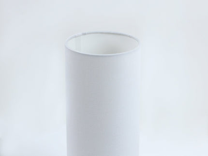 Set of 2 Mano Cylinder Table Lamps Modern White Fabric Shades Wooden Bases.