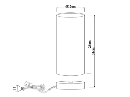 Set of 2 Mano Cylinder Table Lamps Modern White Fabric Shades Wooden Bases.