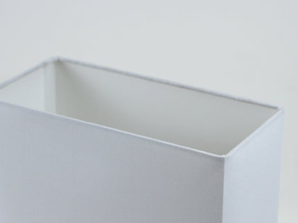 Mano Rectangle Table Lamp with Wooden Base and Fabric Shade.