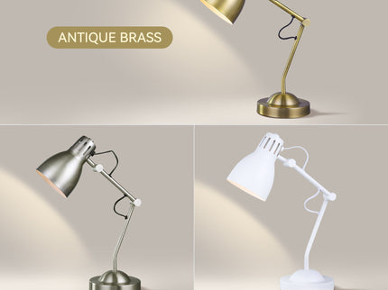 Nord Metal Table Lamp White Satin Chrome Antique Brass Modern Lighting.