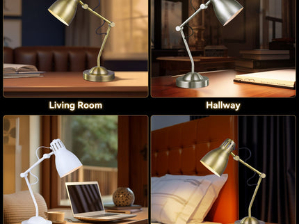Nord Metal Table Lamp White Satin Chrome Antique Brass Modern Lighting