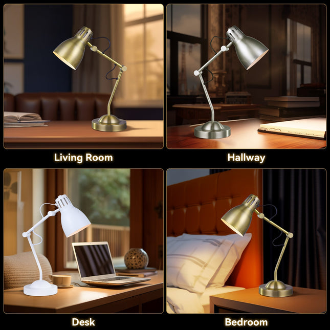 Nord Metal Table Lamp White Satin Chrome Antique Brass Modern Lighting