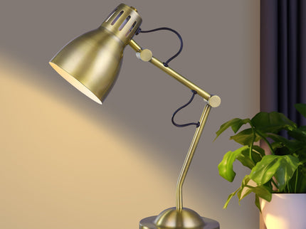 Nord Metal Table Lamp White Satin Chrome Antique Brass Modern Lighting