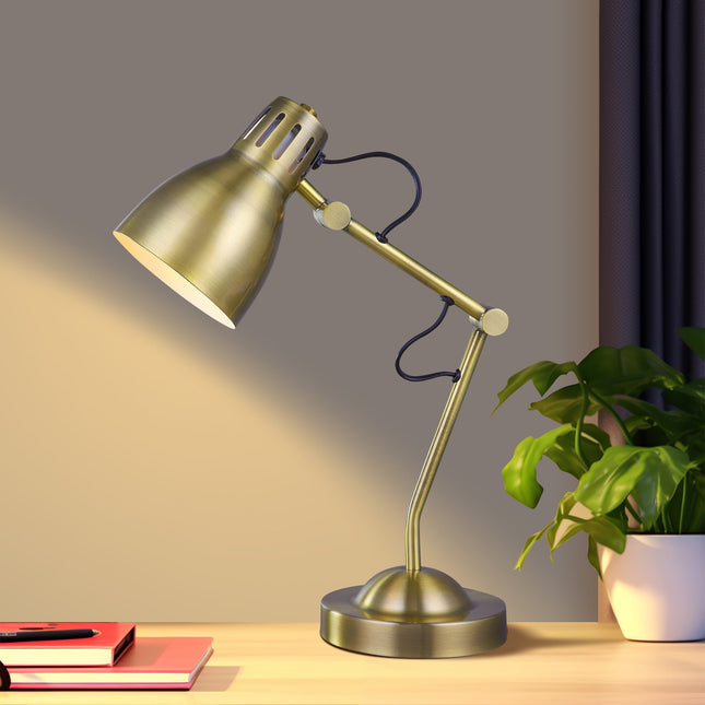 Nord Metal Table Lamp White Satin Chrome Antique Brass Modern Lighting