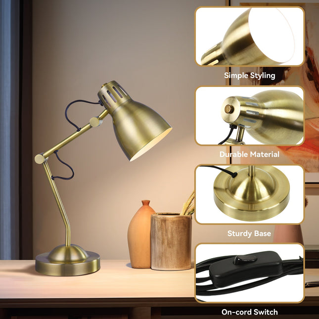 Nord Metal Table Lamp White Satin Chrome Antique Brass Modern Lighting