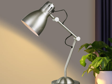 Nord Metal Table Lamp White Satin Chrome Antique Brass Modern Lighting.