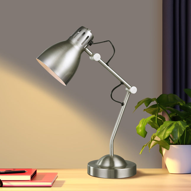 Nord Metal Table Lamp White Satin Chrome Antique Brass Modern Lighting.