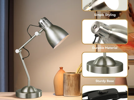 Nord Metal Table Lamp White Satin Chrome Antique Brass Modern Lighting.