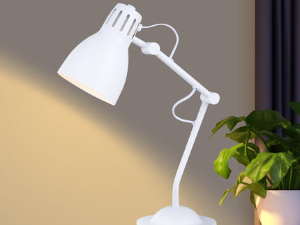 Nord Metal Table Lamp White Satin Chrome Antique Brass Modern Lighting.