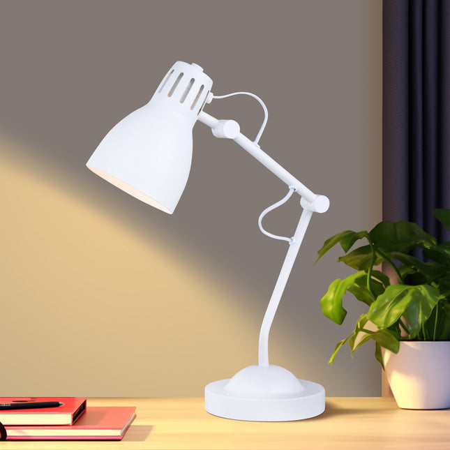 Nord Metal Table Lamp White Satin Chrome Antique Brass Modern Lighting.