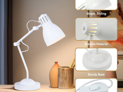 Nord Metal Table Lamp White Satin Chrome Antique Brass Modern Lighting.