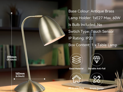Astro Touch Table Lamp Satin Chrome Antique Brass Modern Minimalist Lighting.