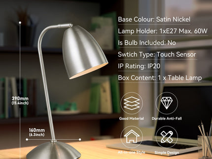 Astro Touch Table Lamp Satin Chrome Antique Brass Modern Minimalist Lighting.
