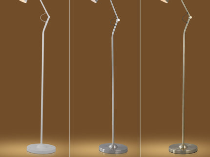 Nord Metal Floor Lamp White Satin Chrome Antique Brass Modern Lighting