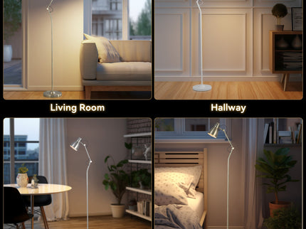 Nord Metal Floor Lamp White Satin Chrome Antique Brass Modern Lighting.