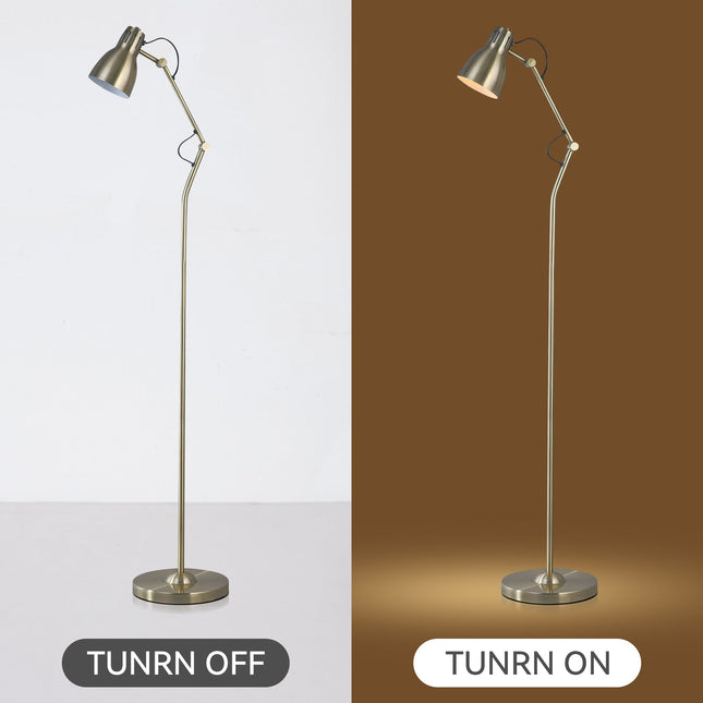 Nord Metal Floor Lamp White Satin Chrome Antique Brass Modern Lighting