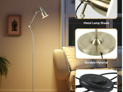 Nord Metal Floor Lamp White Satin Chrome Antique Brass Modern Lighting