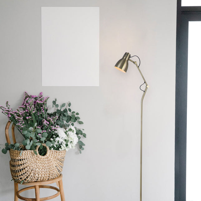 Nord Metal Floor Lamp White Satin Chrome Antique Brass Modern Lighting