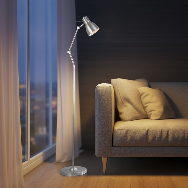 Nord Metal Floor Lamp White Satin Chrome Antique Brass Modern Lighting
