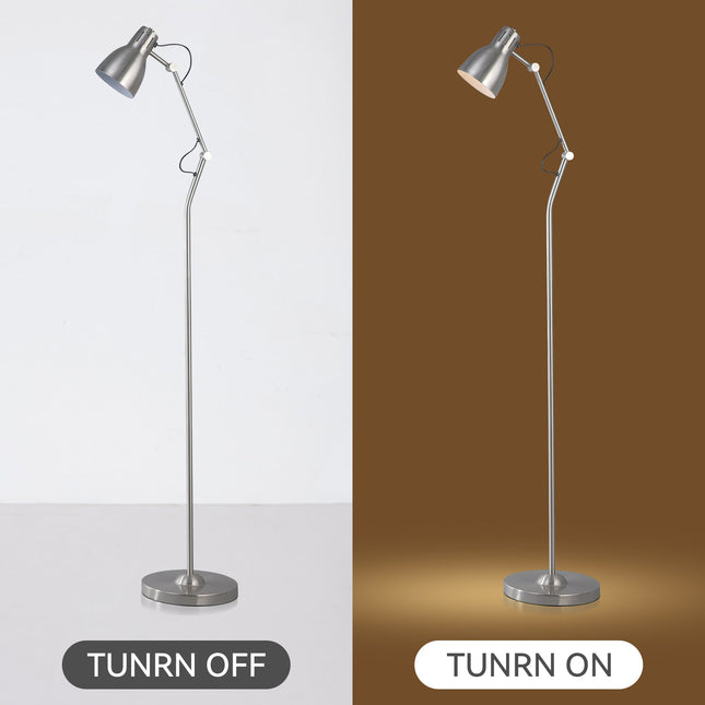 Nord Metal Floor Lamp White Satin Chrome Antique Brass Modern Lighting