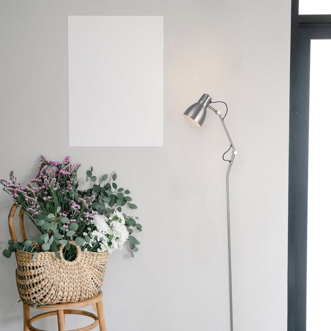 Nord Metal Floor Lamp White Satin Chrome Antique Brass Modern Lighting.