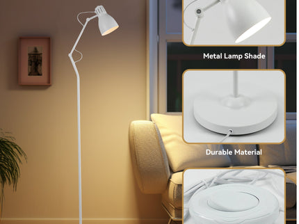 Nord Metal Floor Lamp White Satin Chrome Antique Brass Modern Lighting.