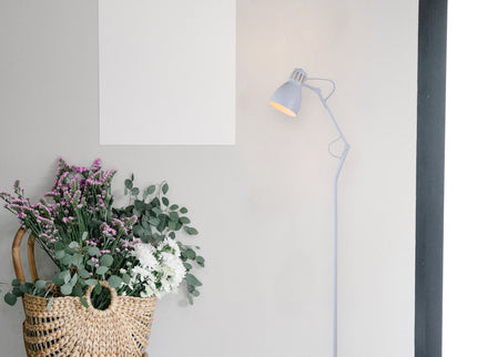 Nord Metal Floor Lamp White Satin Chrome Antique Brass Modern Lighting.