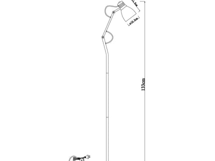 Nord Metal Floor Lamp White Satin Chrome Antique Brass Modern Lighting