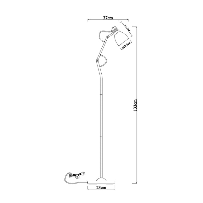 Nord Metal Floor Lamp White Satin Chrome Antique Brass Modern Lighting