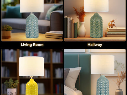 Bloom Ceramic Table Lamp Yellow Blue Green Elegant Retro Modern Lighting.