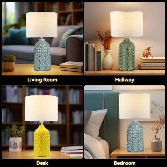 Bloom Ceramic Table Lamp Yellow Blue Green Elegant Retro Modern Lighting.