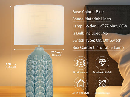 Bloom Ceramic Table Lamp Yellow Blue Green Elegant Retro Modern Lighting.