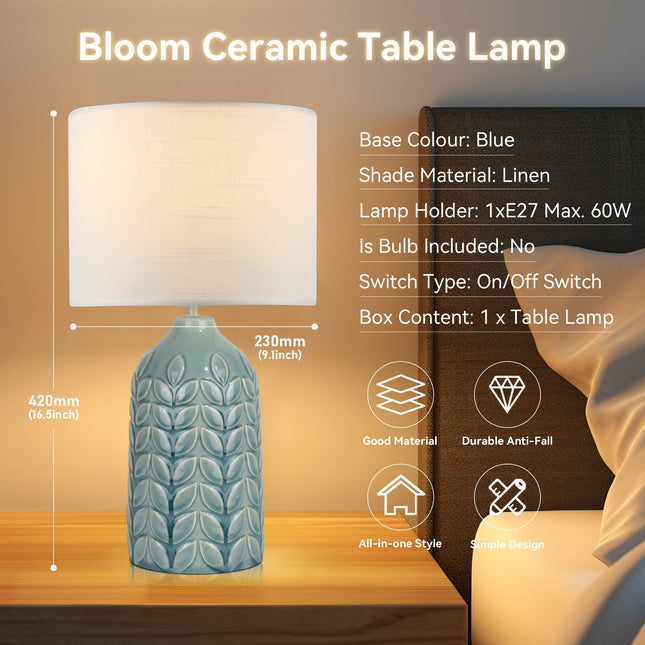 Bloom Ceramic Table Lamp Yellow Blue Green Elegant Retro Modern Lighting.