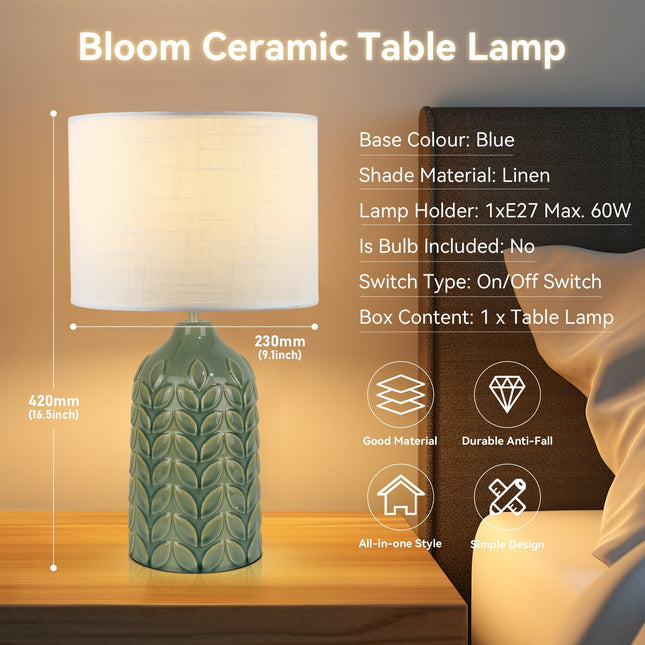 Bloom Ceramic Table Lamp Yellow Blue Green Elegant Retro Modern Lighting