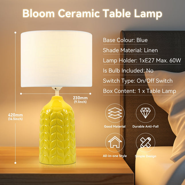 Bloom Ceramic Table Lamp Yellow Blue Green Elegant Retro Modern Lighting.