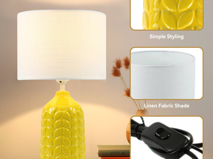 Bloom Ceramic Table Lamp Yellow Blue Green Elegant Retro Modern Lighting.