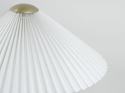 Peck Pleated Table Lamp with White Shade and Gold Finish.
