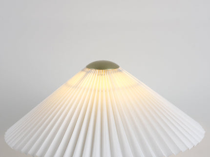 Peck Pleated Table Lamp with White Shade and Gold Finish.