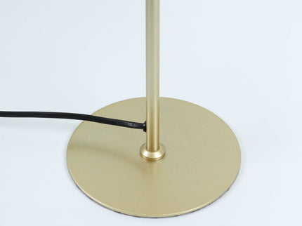 Peck Pleated Table Lamp with White Shade and Gold Finish.