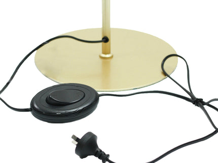 Peck Pleated Floor Lamp with White Shade and Gold Base.