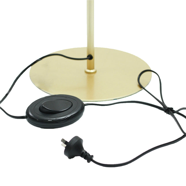 Peck Pleated Floor Lamp with White Shade and Gold Base.
