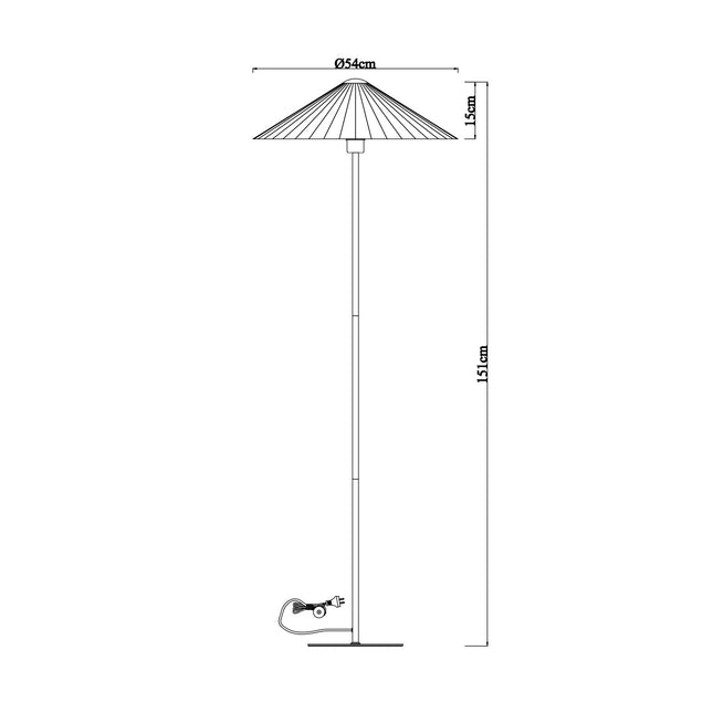 Peck Pleated Floor Lamp with White Shade and Gold Base.