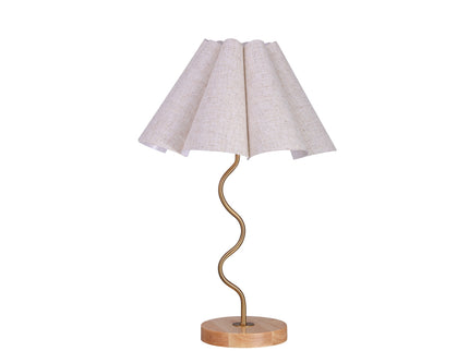 Kalmar Table Lamp with Gold Metal Base and Cream Shade.