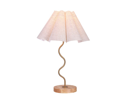 Kalmar Table Lamp with Gold Metal Base and Cream Shade.