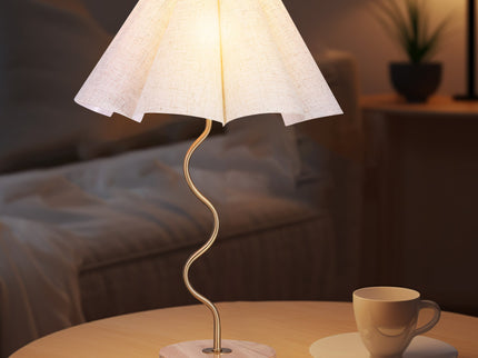 Kalmar Table Lamp with Gold Metal Base and Cream Shade.