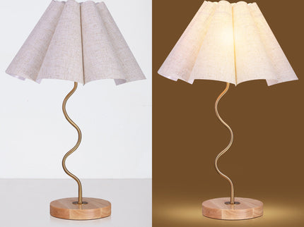 Kalmar Table Lamp with Gold Metal Base and Cream Shade.
