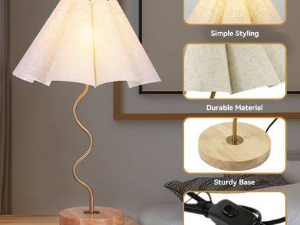 Kalmar Table Lamp with Gold Metal Base and Cream Shade.