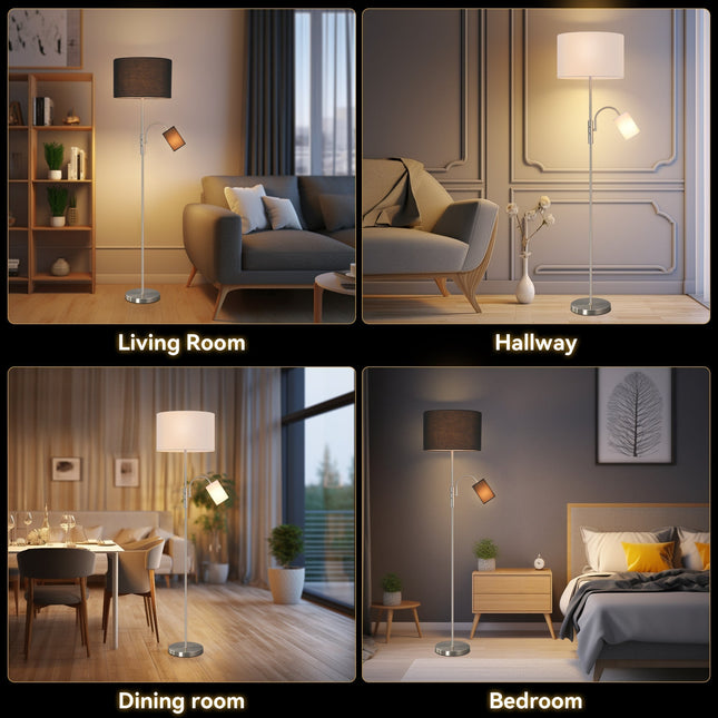 Cylinya Mother and Child Floor Lamp Black White Elegant Dual Light.