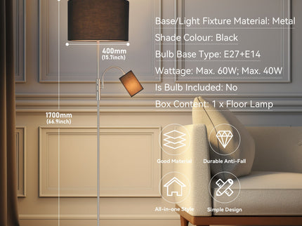 Cylinya Mother and Child Floor Lamp Black White Elegant Dual Light.