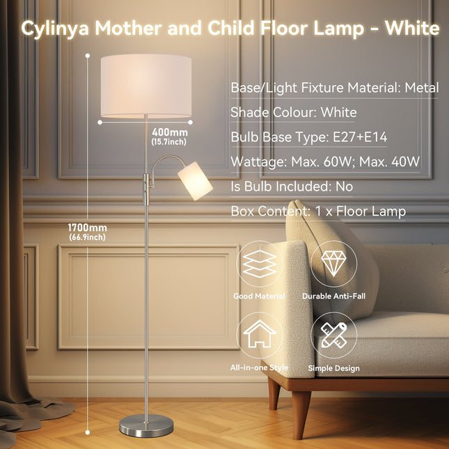 Cylinya Mother and Child Floor Lamp Black White Elegant Dual Light.